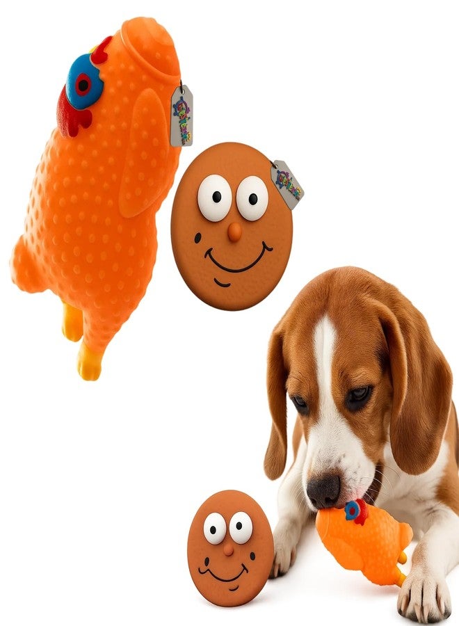 Western Era Squeaky Dog Toy Combo | Cookie Face & Roast Chicken Design | Durable Rubber | Soft Chew & Built-in Squeaker | Interactive Toys for Small & Medium Dogs | Vibrant, Fun & Engaging (Type 3) - Image 1